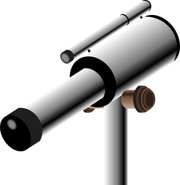 Silver refracting telescope on tripod with eyepiece and focuser, isolated on white background.