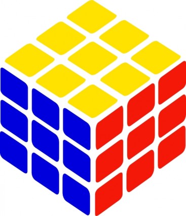 A solved 3x3 Rubik's Cube showing yellow, blue, and red faces in isometric view.