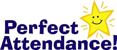 Smiling yellow star next to bold blue text reading "Perfect Attendance!"