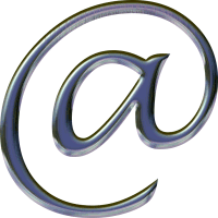 Shiny metallic @ symbol representing email and digital communication