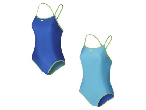 Nike Girls’ One-Piece Swimsuits - Royal Blue & Light Blue with Lime Trim