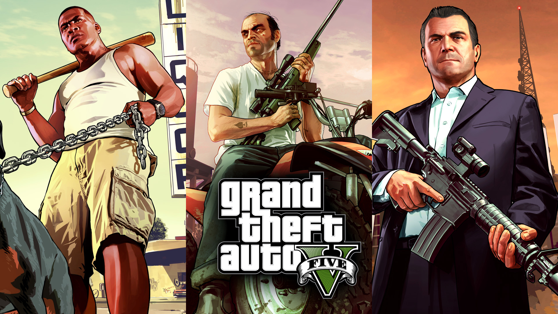 Grand Theft Auto V Official Game Cover Art Characters 126512 Grand Theft Auto V Official Game Cover Art Characters 126512
