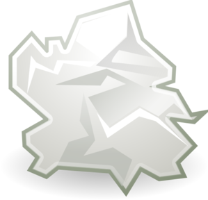 Crumpled white paper icon with sharp edges and shadowed folds, representing discarded documents or recycling.