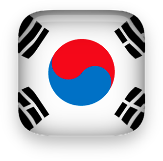 South Korean national flag icon with Taegeuk and four trigrams on white background.