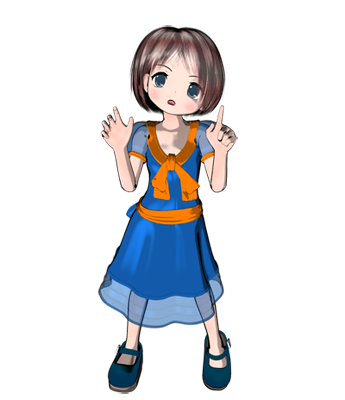 Cheerful Anime Girl Character Pointing Up - Free PNG Clipart