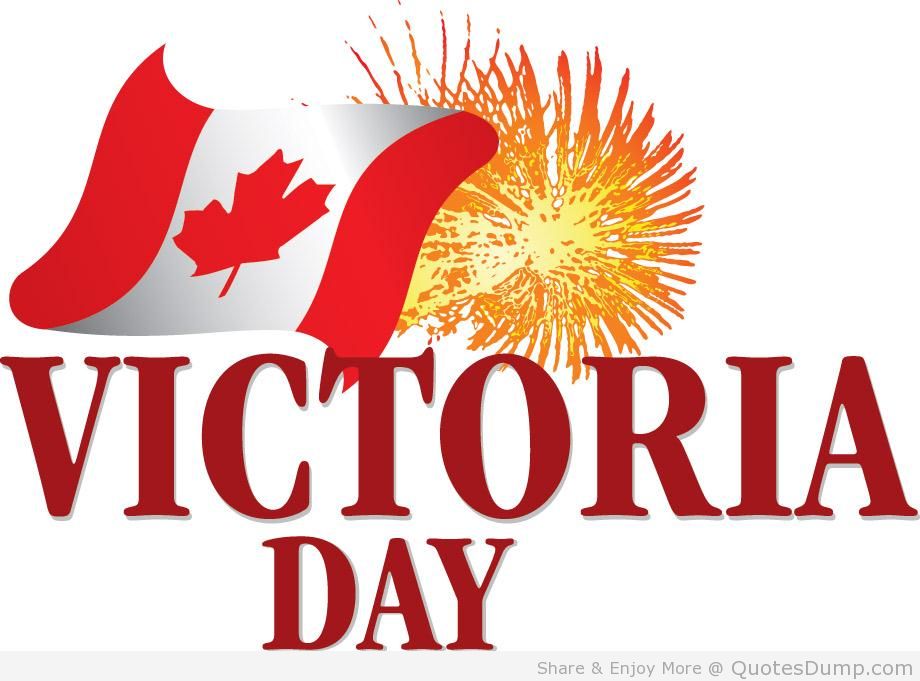 Canadian flag with maple leaf, fireworks burst, and bold "VICTORIA DAY" text celebrating Canada’s national holiday.