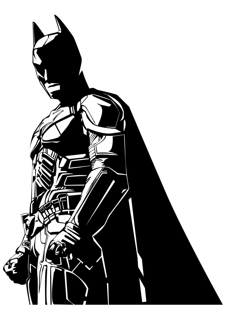 batman black and white drawing - Clip Art Library