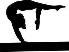 Gymnast Performing Back Walkover on Balance Beam - Silhouette Illustration