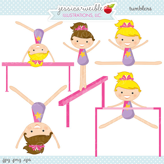 Cheerful Gymnastics Clipart for Kids - Tumblers by Jessica Weible Illustrations