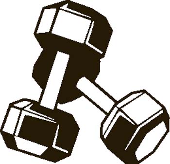 Black-and-white vector illustration of two hexagonal dumbbells crossed diagonally.