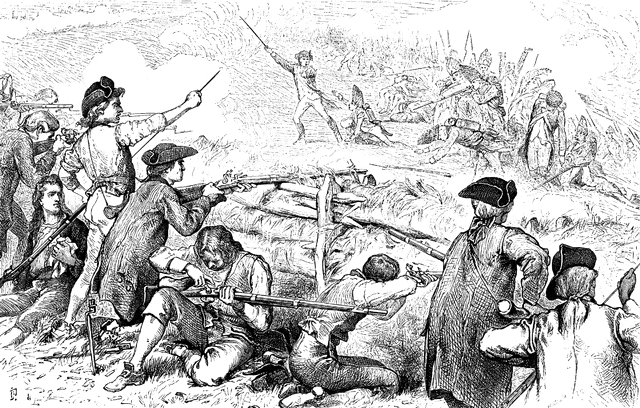 Battle of Bunker Hill Engraving - American Revolutionary War Scene