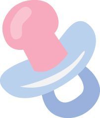 Pink silicone nipple with light blue orthodontic shield pacifier on white background.