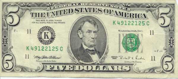5 dollar bill clip art