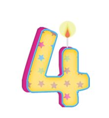 Number 4 Birthday Candle - Festive Celebration Decoration