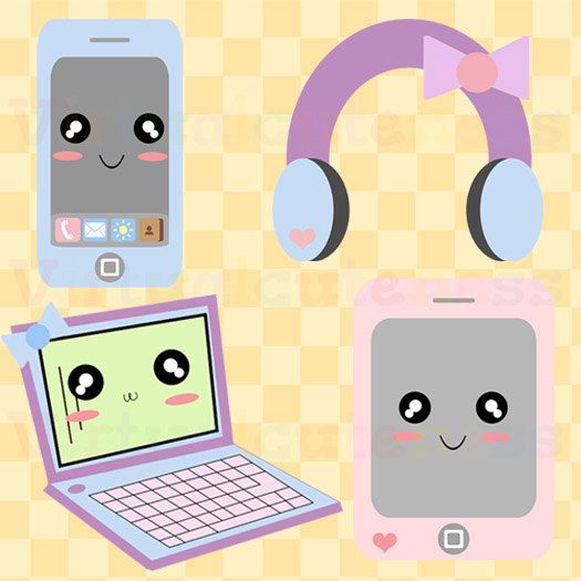 Kawaii Pastel Electronics Clip Art 