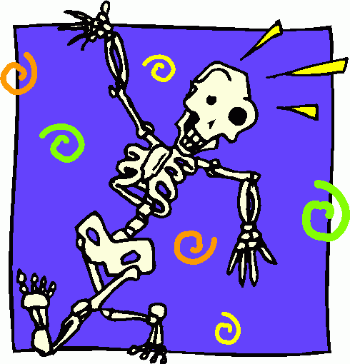 Fun Dancing Skeleton Illustration - Playful Halloween or Science Clipart