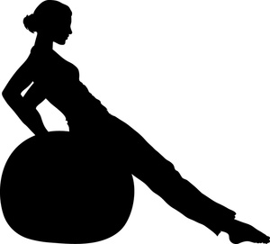 Silhouette of a woman performing core exercise on a stability ball.
