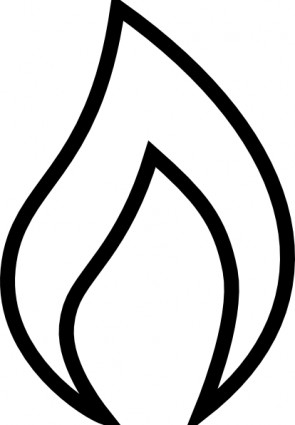 Simple black outline of a stylized flame on white background, symbolizing fire, energy, or heat.