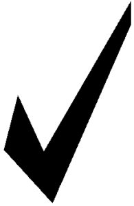 Black checkmark icon on white background, symbolizing confirmation or approval.