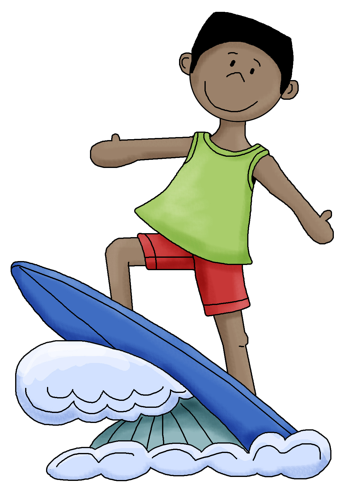 Kids Surfing Clipart