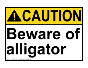 Caution Sign: Beware of Alligator - Safety Warning for Wetlands & Parks