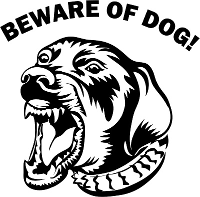 Beware of Dog Sign - Classic Warning Decal for Property Safety