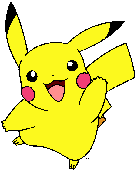 Pikachu waving cheerfully with a bright smile and raised paw against a gray background.