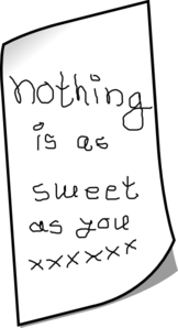 Handwritten note saying "nothing is as sweet as you xxxxxx" on a crumpled white paper.