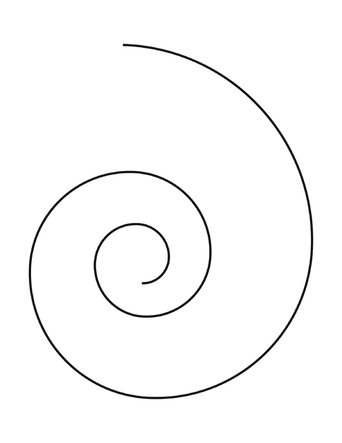 Minimal black spiral line drawing on white background, elegant and abstract.