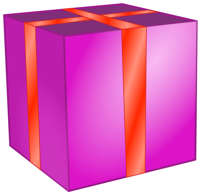Purple Gift Box with Red Ribbon - Festive Present Illustration