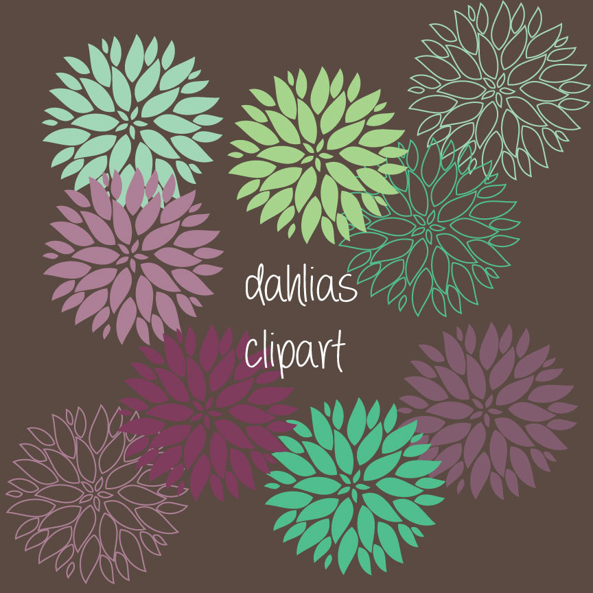 Popular items for dahlia clipart 