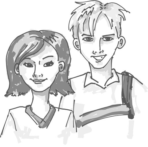 Friendly Duo Sketch - Illustration of Two Young Adults Smiling Together