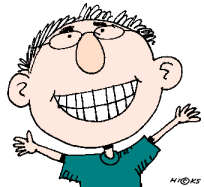 Cheerful cartoon boy with spiky hair, big smile, and outstretched arms wearing a green shirt.