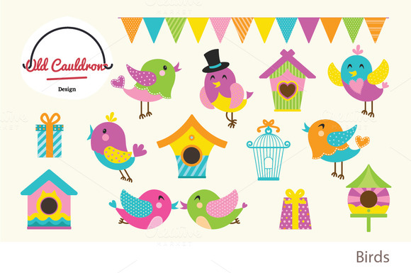 Birds clipart, Spring clipart CL006 ~ Illustrations on Creative Market