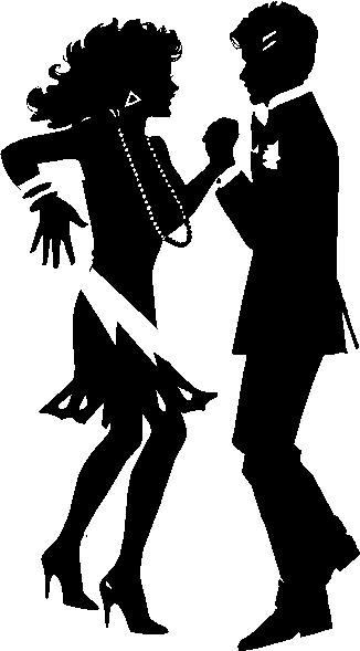 1920s Charleston Dance Silhouette - Vintage Jazz Era Couple