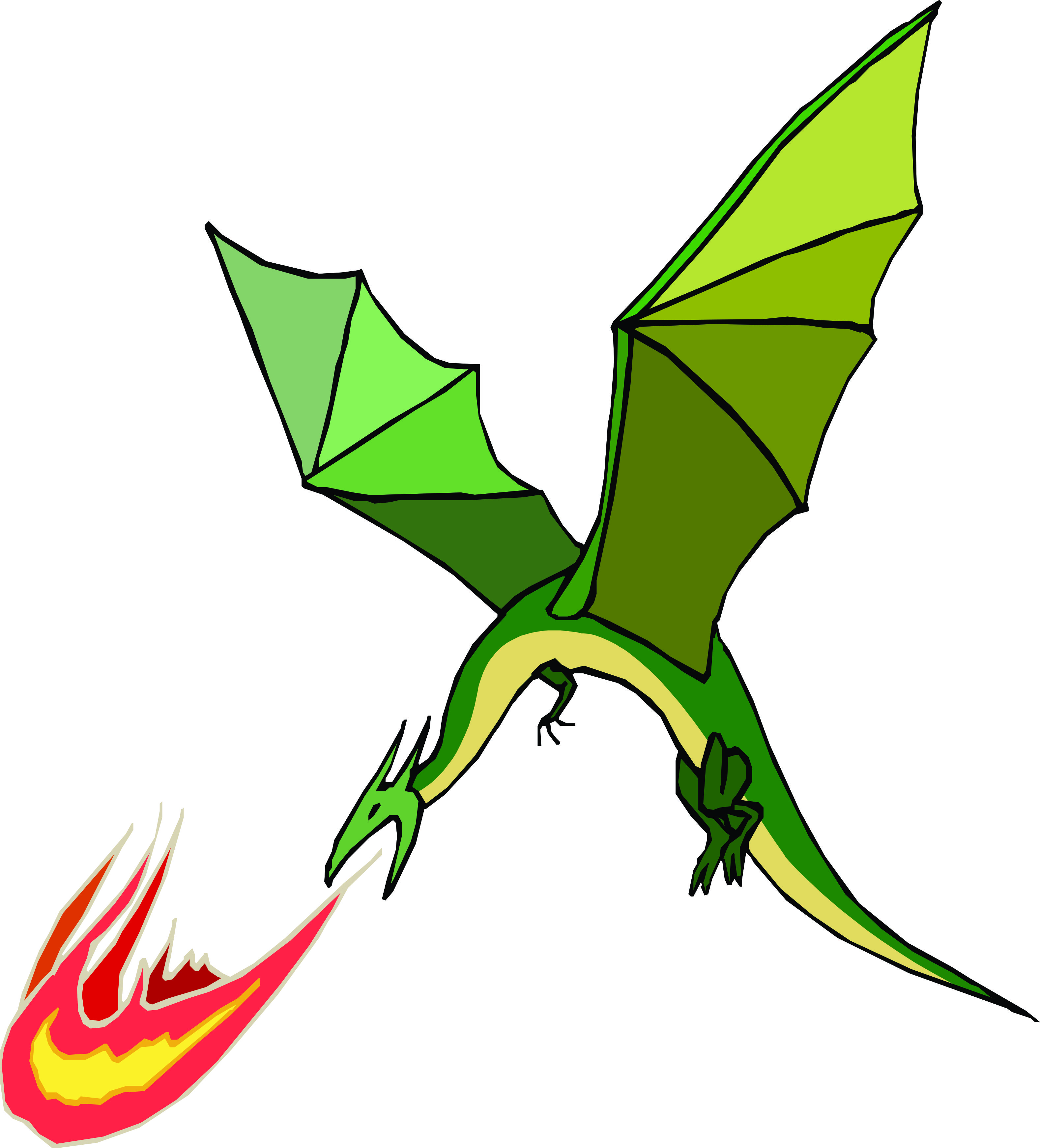 Green Fire-Breathing Dragon Illustration - Free Clipart for Fantasy Projects