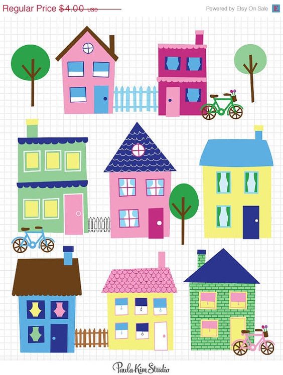 House Clip Art Neighborhood Clipart Town Clip Art Downloadable 