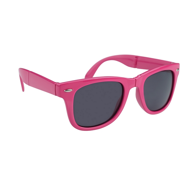 Vibrant Pink Foldable Sunglasses - Stylish & Portable UV Protection