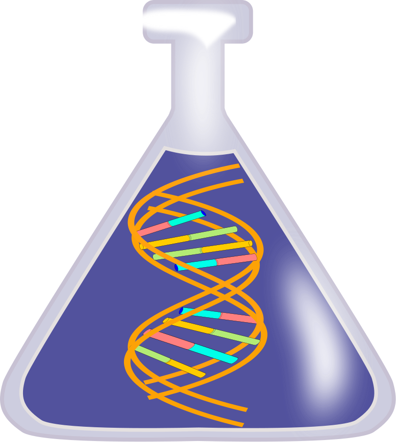 DNA in Laboratory Flask - Genetic Science Visualization