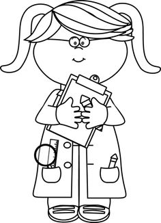 Science EXPERIMENT Black And White Clip Art 