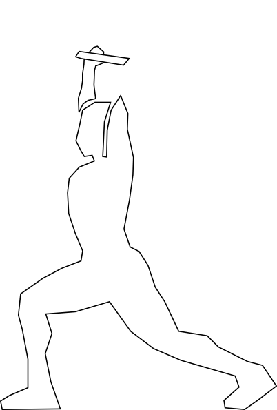 Warrior Lunge Pose with Sword - Martial Arts Training Illustration