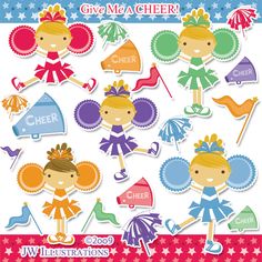 Cheerleader Clip Art Set - Cute Vector Illustrations for Crafts & Events