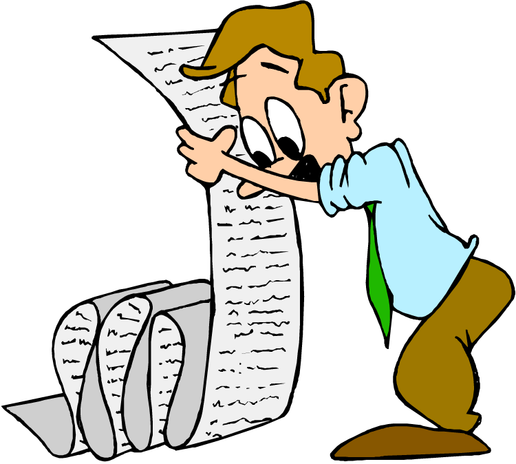 Stressed cartoon man overwhelmed by a towering stack of paperwork, eyes wide with anxiety.