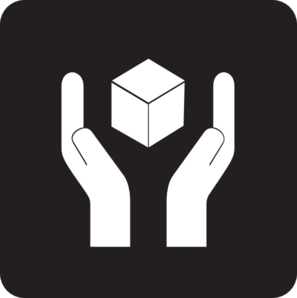 Two hands gently holding a 3D cube, symbolizing protection, support, or delivery of a product or service.