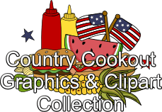 Country Cookout Graphics & Clipart Collection - Patriotic BBQ Illustrations
