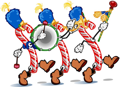 Festive Candy Cane Marching Band Illustration for Holiday Content