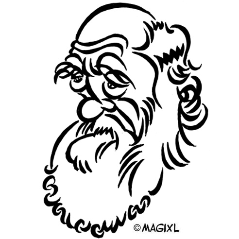 Wise Elder Line Art Illustration - Free Download & Usage