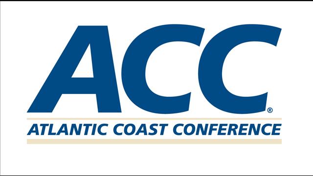 Official logo of the Atlantic Coast Conference (ACC), featuring bold blue "ACC" letters and full name below on white background.