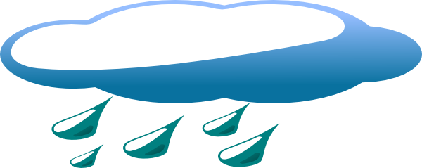 Blue cloud with green-tinted raindrops falling, stylized weather icon for rain or precipitation.