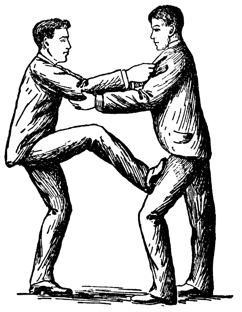 Classic Self-Defense Leg Sweep Technique - Historical Martial Arts Illustration